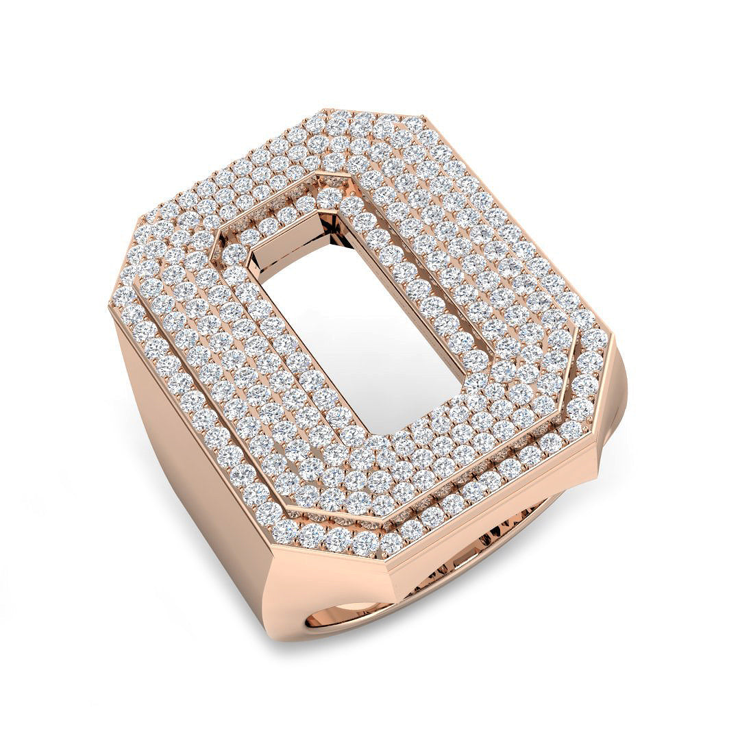 Premium Diamond O Initial Ring in 10K/14K gold and platinum with certified lab-grown or natural diamonds