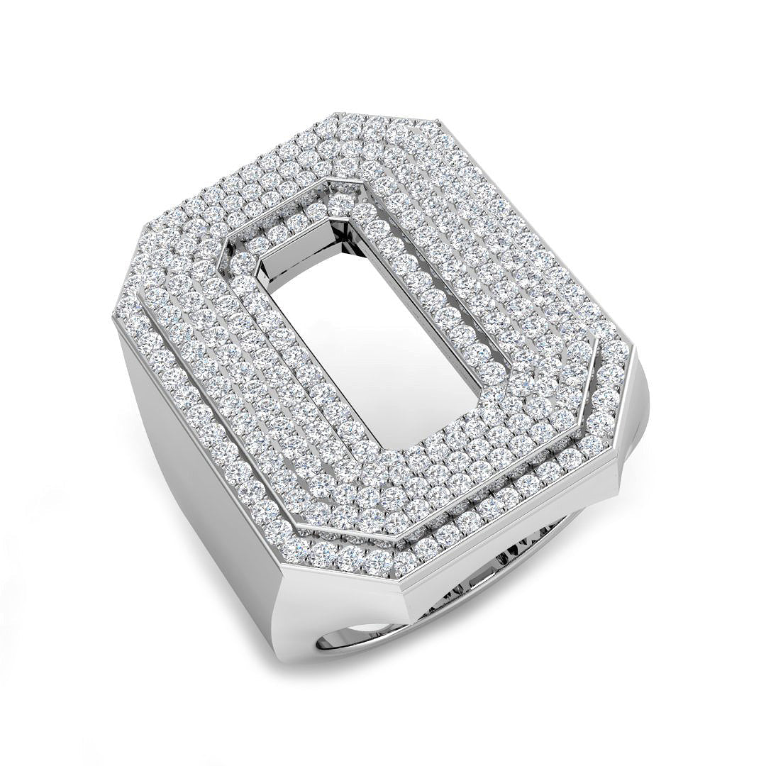 Premium Diamond O Initial Ring in 10K/14K gold and platinum with certified lab-grown or natural diamonds