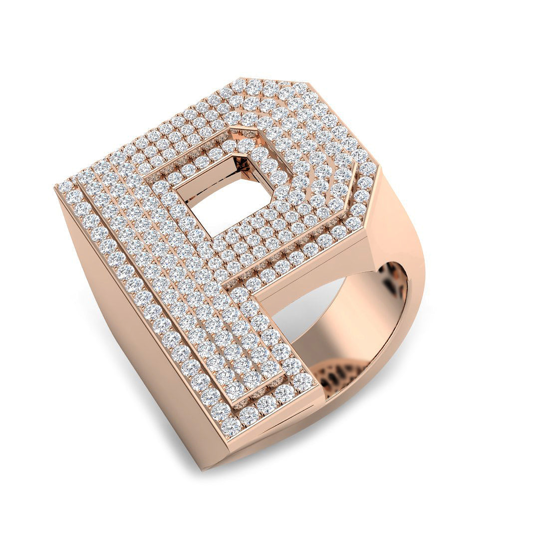 Luxury Diamond P Initial Ring in 10K/14K gold and platinum with certified lab-grown or natural diamonds