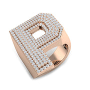 Luxury Diamond P Initial Ring in 10K/14K gold and platinum with certified lab-grown or natural diamonds