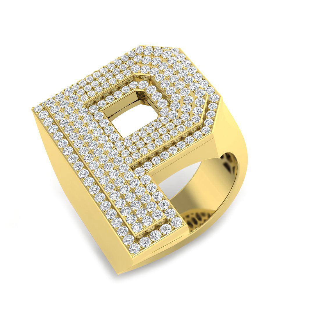 Luxury Diamond P Initial Ring in 10K/14K gold and platinum with certified lab-grown or natural diamonds