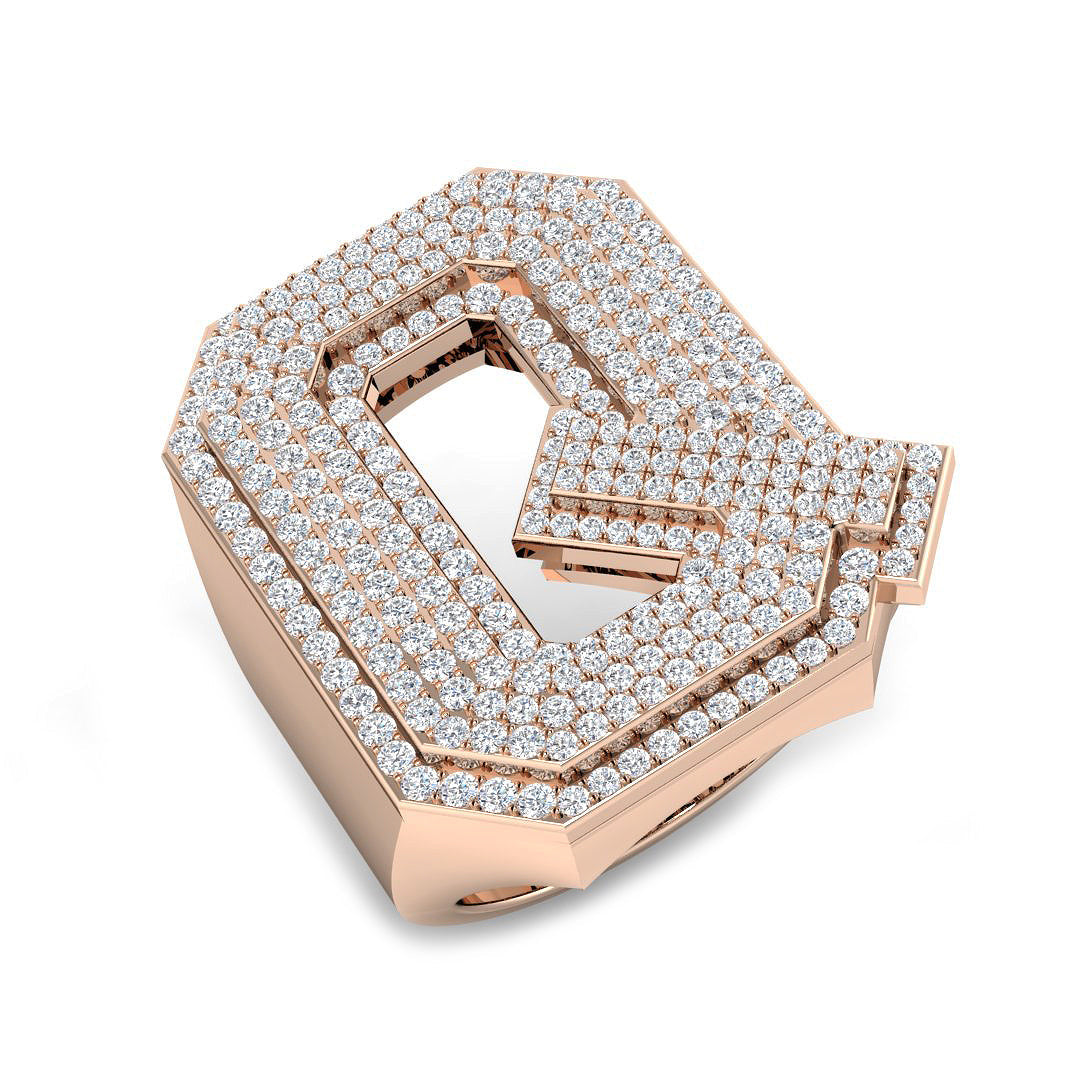 Luxury Diamond Q Initial Ring in 10K/14K gold and platinum with certified lab-grown or natural diamonds