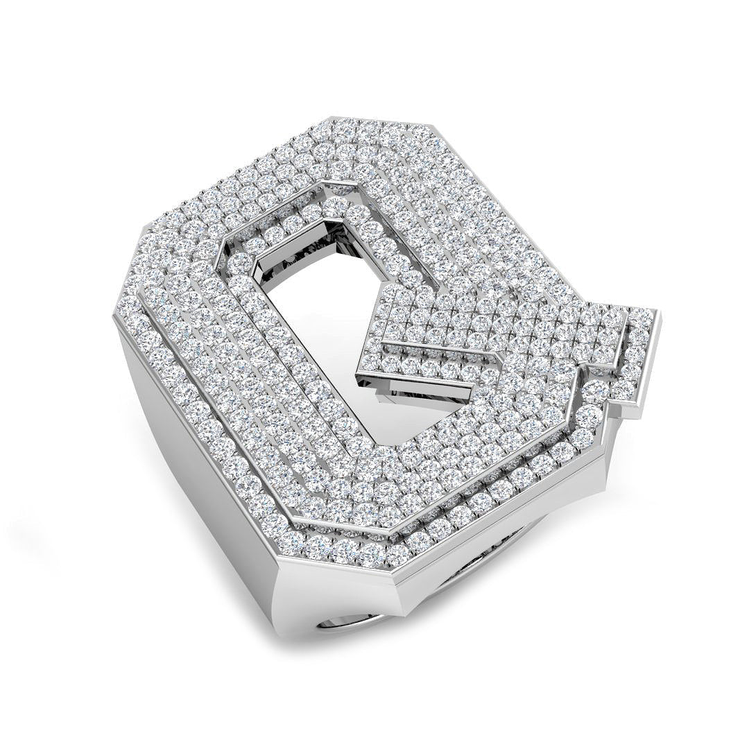 Luxury Diamond Q Initial Ring in 10K/14K gold and platinum with certified lab-grown or natural diamonds