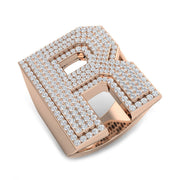 Luxury Diamond R Initial Ring in 10K/14K gold and platinum with certified lab-grown or natural diamonds