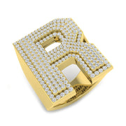 Luxury Diamond R Initial Ring in 10K/14K gold and platinum with certified lab-grown or natural diamonds