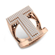 Exclusive Diamond T Initial Ring in 10K/14K gold and platinum with certified lab-grown or natural diamonds