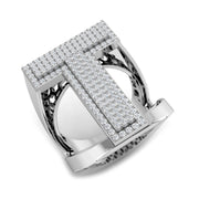 Exclusive Diamond T Initial Ring in 10K/14K gold and platinum with certified lab-grown or natural diamonds