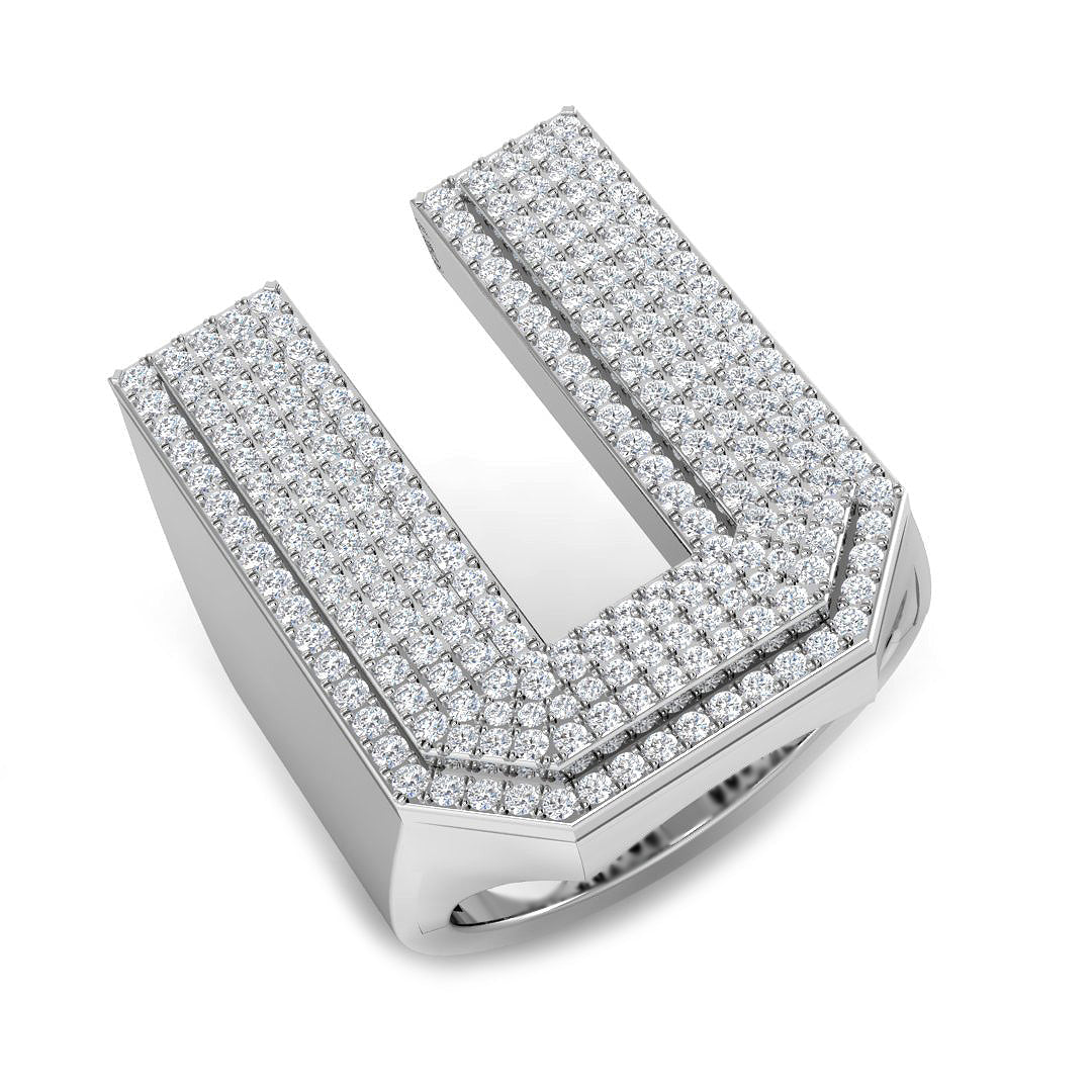 Premium Diamond U Initial Ring in 10K/14K gold and platinum with certified lab-grown or natural diamonds