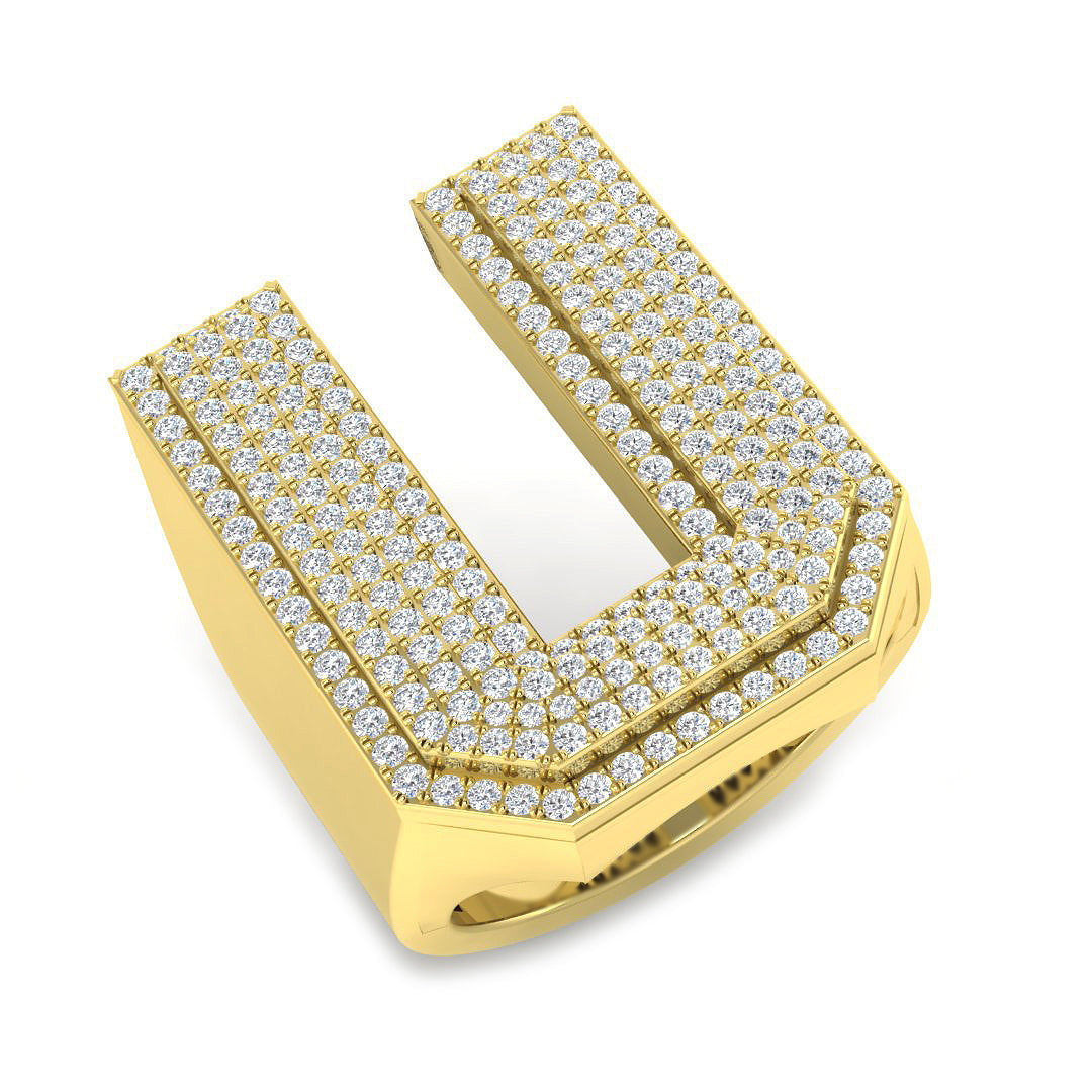 Premium Diamond U Initial Ring in 10K/14K gold and platinum with certified lab-grown or natural diamonds