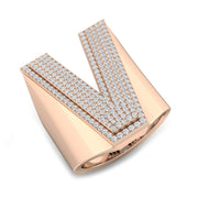 Luxury Diamond V Initial Ring in 10K/14K gold and platinum with certified lab-grown or natural diamonds