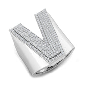 Luxury Diamond V Initial Ring in 10K/14K gold and platinum with certified lab-grown or natural diamonds