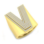 Luxury Diamond V Initial Ring in 10K/14K gold and platinum with certified lab-grown or natural diamonds