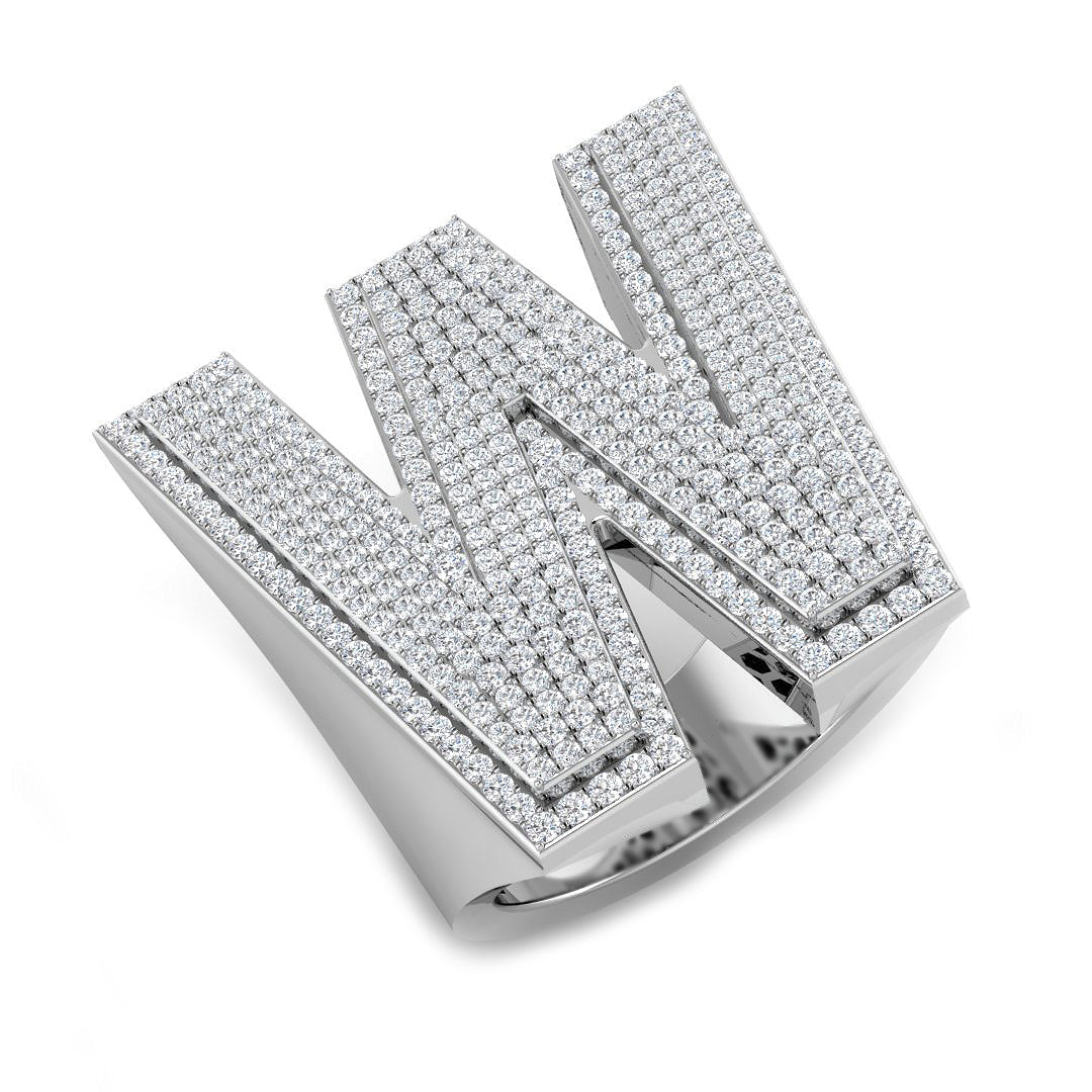 Exclusive Diamond W Initial Ring in 10K/14K gold and platinum with certified lab-grown or natural diamonds