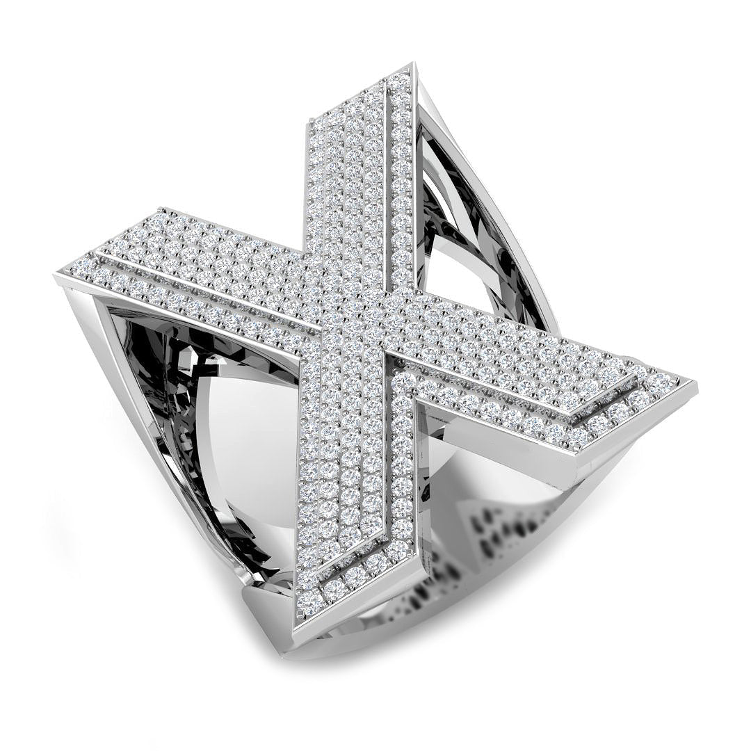 Premium Diamond X Initial Ring in 10K/14K gold and platinum with certified lab-grown or natural diamonds