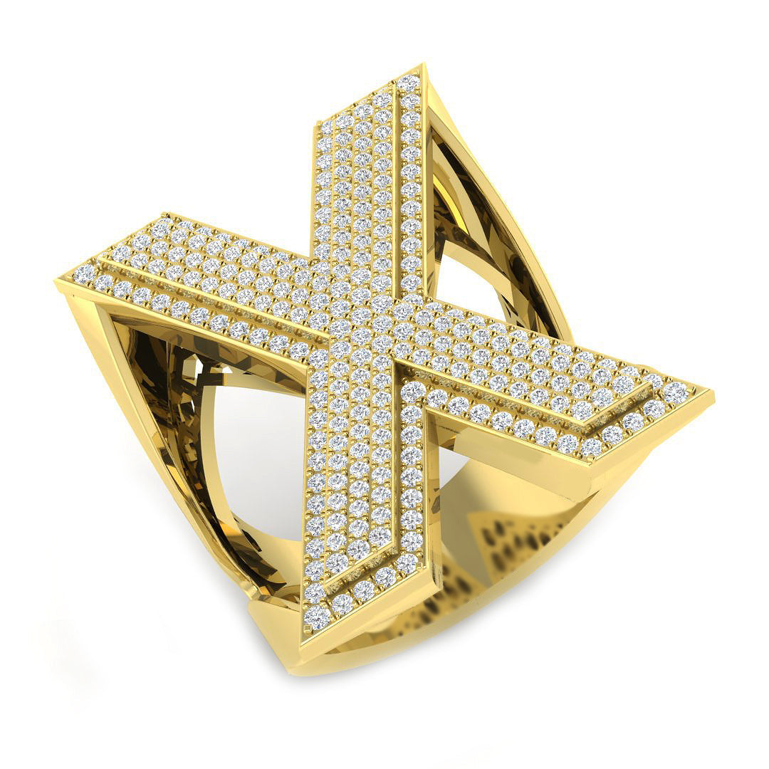 Premium Diamond X Initial Ring in 10K/14K gold and platinum with certified lab-grown or natural diamonds