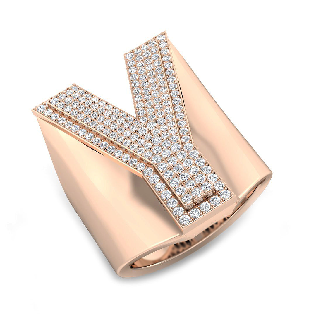 Exclusive Diamond Y Initial Ring in 10K/14K gold and platinum with certified lab-grown or natural diamonds
