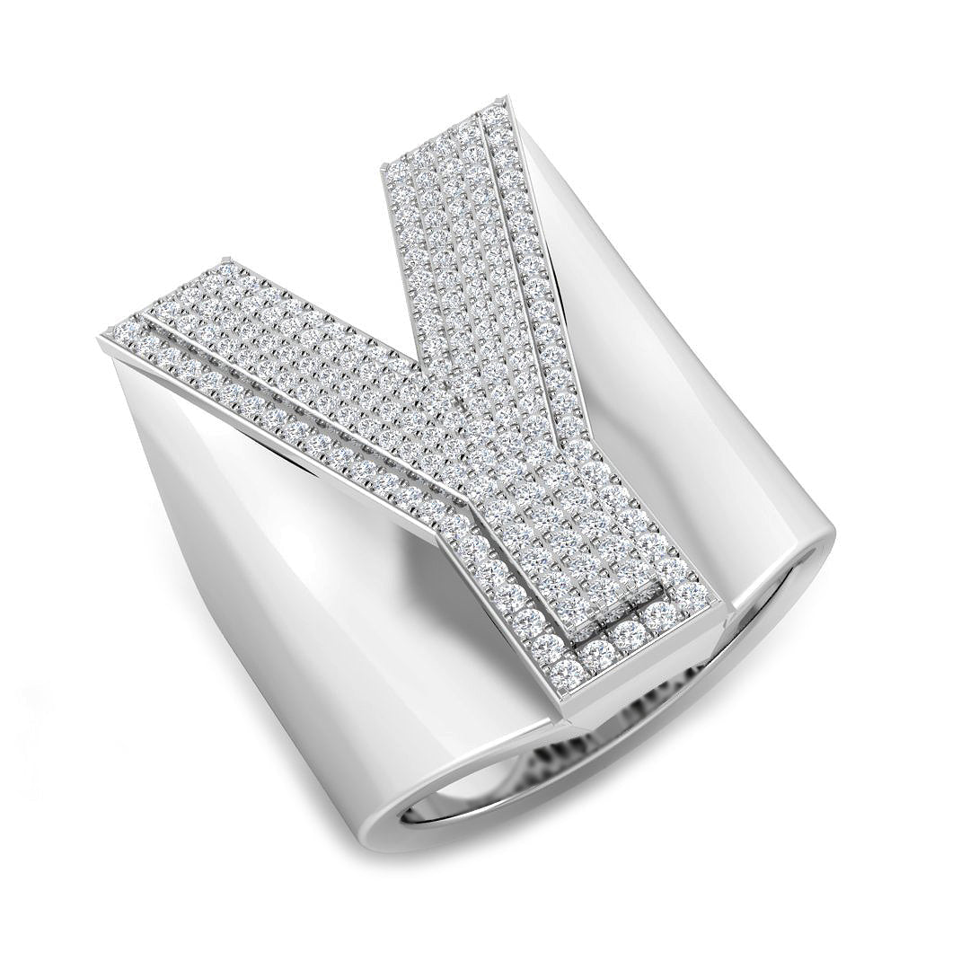 Exclusive Diamond Y Initial Ring in 10K/14K gold and platinum with certified lab-grown or natural diamonds