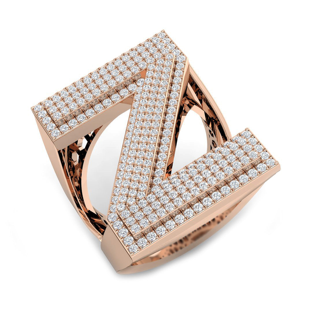 Premium Diamond Z Initial Ring in 10K/14K gold and platinum with certified lab-grown or natural diamonds