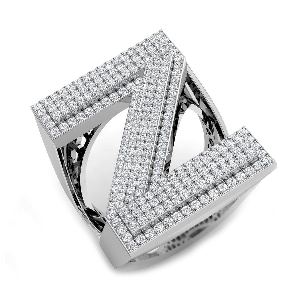 Premium Diamond Z Initial Ring in 10K/14K gold and platinum with certified lab-grown or natural diamonds