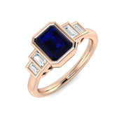 Diamond Pobtypoos Blue Sapphire Ring in 10K/14K gold and platinum with certified lab-grown or natural diamonds