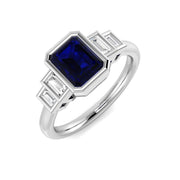 Diamond Pobtypoos Blue Sapphire Ring in 10K/14K gold and platinum with certified lab-grown or natural diamonds