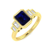 Diamond Pobtypoos Blue Sapphire Ring in 10K/14K gold and platinum with certified lab-grown or natural diamonds
