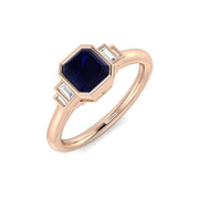 Diamond Pobtypoos Blue Sapphire Ring in 10K/14K gold and platinum with certified lab-grown or natural diamonds