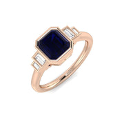 Diamond Cobwy Blue Sapphire Ring in 10K/14K gold and platinum with certified lab-grown or natural diamonds