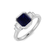 Diamond Cobwy Blue Sapphire Ring in 10K/14K gold and platinum with certified lab-grown or natural diamonds