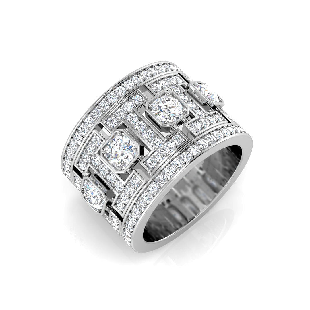 Lab-Grown Round Diamond Statement Ring in 10K/14K gold and platinum with certified lab-grown or natural diamonds