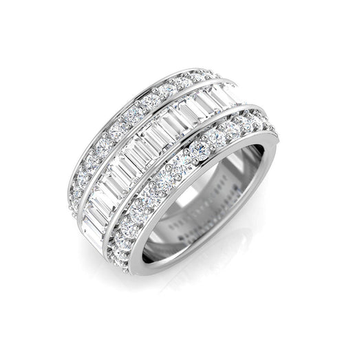 2.50Ct Baguette & Round Brilliant Designer Ring in 10K/14K gold and platinum with certified lab-grown or natural diamonds