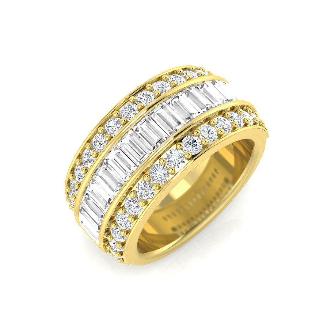 2.50Ct Baguette & Round Brilliant Designer Ring in 10K/14K gold and platinum with certified lab-grown or natural diamonds