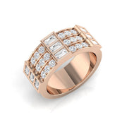 Half Eternity Gold Ring with Baguette and Round Diamonds in 10K/14K gold and platinum with certified lab-grown or natural diamonds