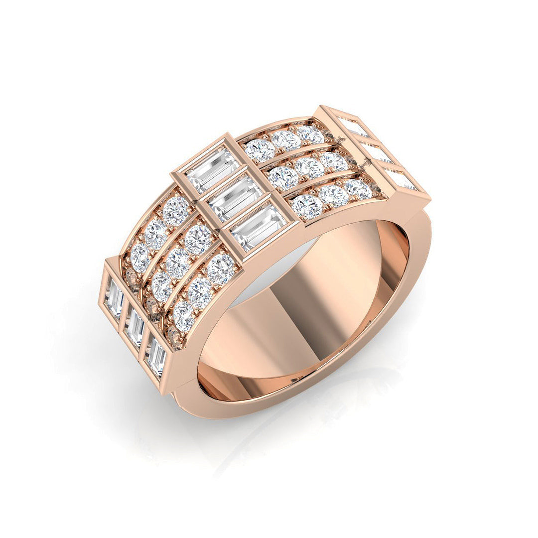 1.25Ct Round And Baguette Diamond Half Eternity Ring in 10K/14K gold and platinum with certified lab-grown or natural diamonds