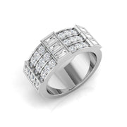 Half Eternity Gold Ring with Baguette and Round Diamonds in 10K/14K gold and platinum with certified lab-grown or natural diamonds