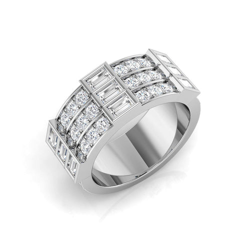 1.25Ct Round And Baguette Diamond Half Eternity Ring in 10K/14K gold and platinum with certified lab-grown or natural diamonds