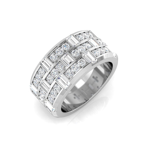 1.50Ct Baguette & Round Brilliant Diamond Ring in 10K/14K gold and platinum with certified lab-grown or natural diamonds