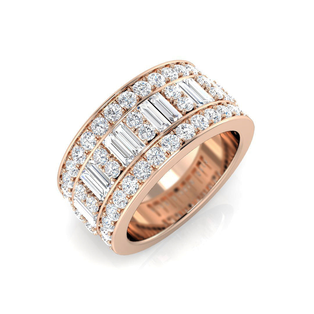 2.0Ct Round and Baguette Diamond Eternity Ring in 10K/14K gold and platinum with certified lab-grown or natural diamonds