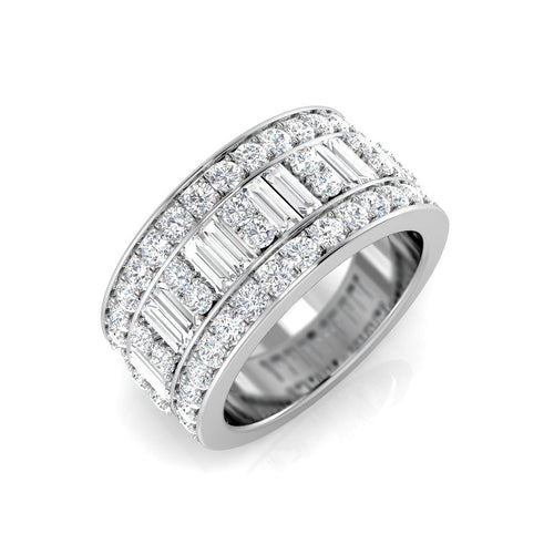 2.0Ct Round and Baguette Diamond Eternity Ring in 10K/14K gold and platinum with certified lab-grown or natural diamonds