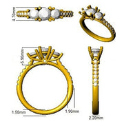 Three-Stone Diamond Engagement Ring in 10K/14K gold and platinum with certified lab-grown or natural diamonds