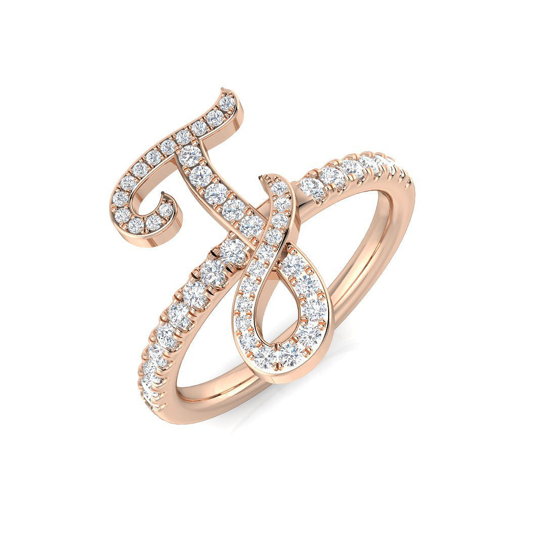 Diamond Initial J Ring 0.33ct in 10K/14K gold and platinum with certified lab-grown or natural diamonds