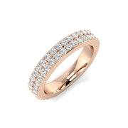 1.0Ct Round Diamond Two Row Half Eternity Ring in 10K/14K gold and platinum with certified lab-grown or natural diamonds