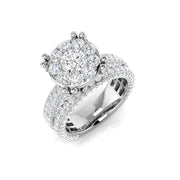 Round Diamond Cluster Halo Engagement Ring 3.5ct in 10K/14K gold and platinum with certified lab-grown or natural diamonds