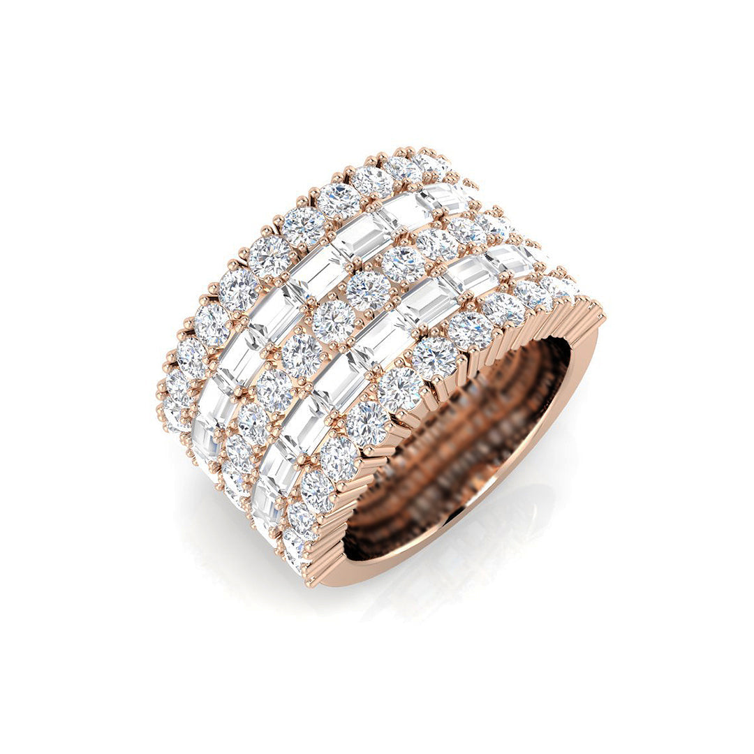 Round and Baguette Diamond Baguette & Brilliant Ring in 10K/14K gold and platinum with certified lab-grown or natural diamonds