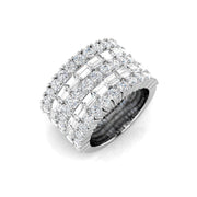 Round and Baguette Diamond Baguette & Brilliant Ring in 10K/14K gold and platinum with certified lab-grown or natural diamonds