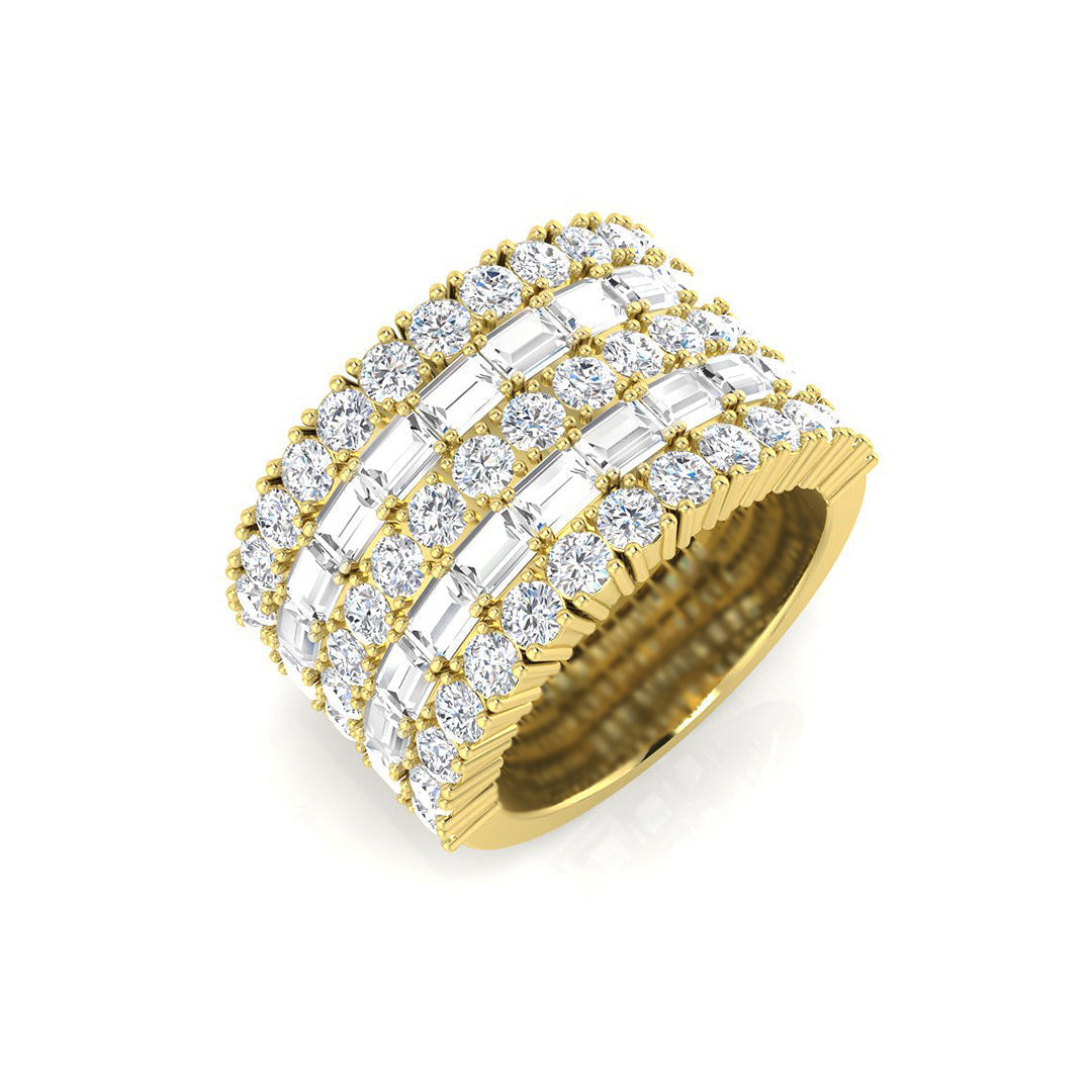 Round and Baguette Diamond Baguette & Brilliant Ring in 10K/14K gold and platinum with certified lab-grown or natural diamonds