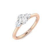 Oval & Round Diamond 3 Stone Ring in 10K/14K gold and platinum with certified lab-grown or natural diamonds