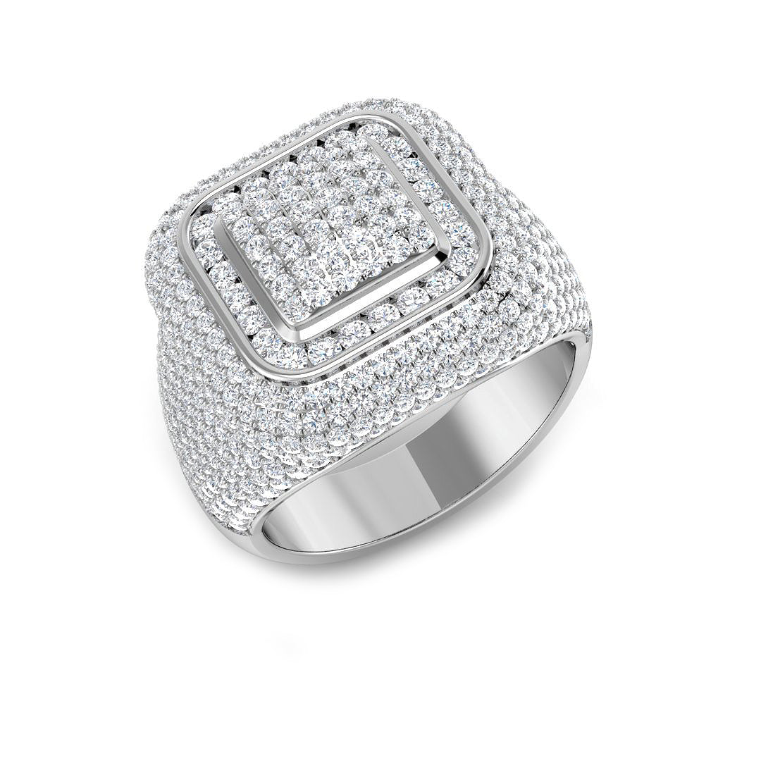 Luxury Diamond Pavé Statement Ring in 10K/14K gold and platinum with certified lab-grown or natural diamonds