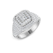 Luxury Diamond Pave Signet Ring in 10K/14K gold and platinum with certified lab-grown or natural diamonds