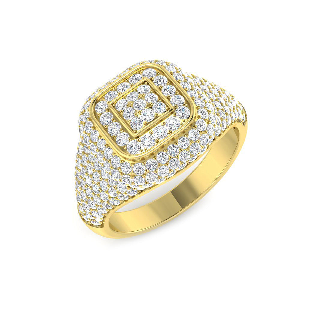 Luxury Diamond Pave Signet Ring in 10K/14K gold and platinum with certified lab-grown or natural diamonds
